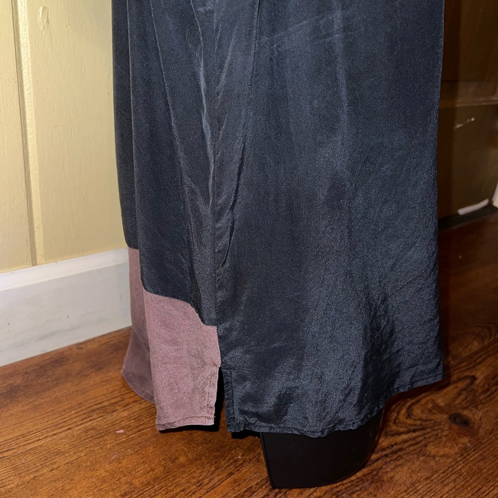 Maeve Anthropologie Black Brown Chic Silk Colorblock High Low Tank Top Size 12 - Picture 5 of 10